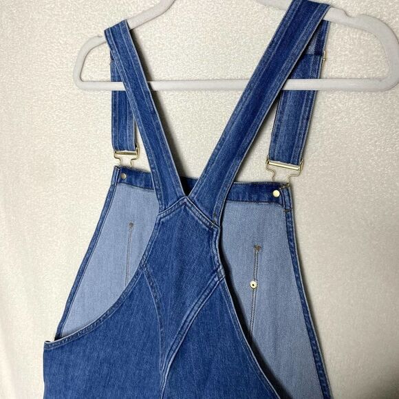 Frame Le Garcon Cutoff Denim Short Overalls Shortalls Islet Blue Large Raw Hem - Picture 11 of 15